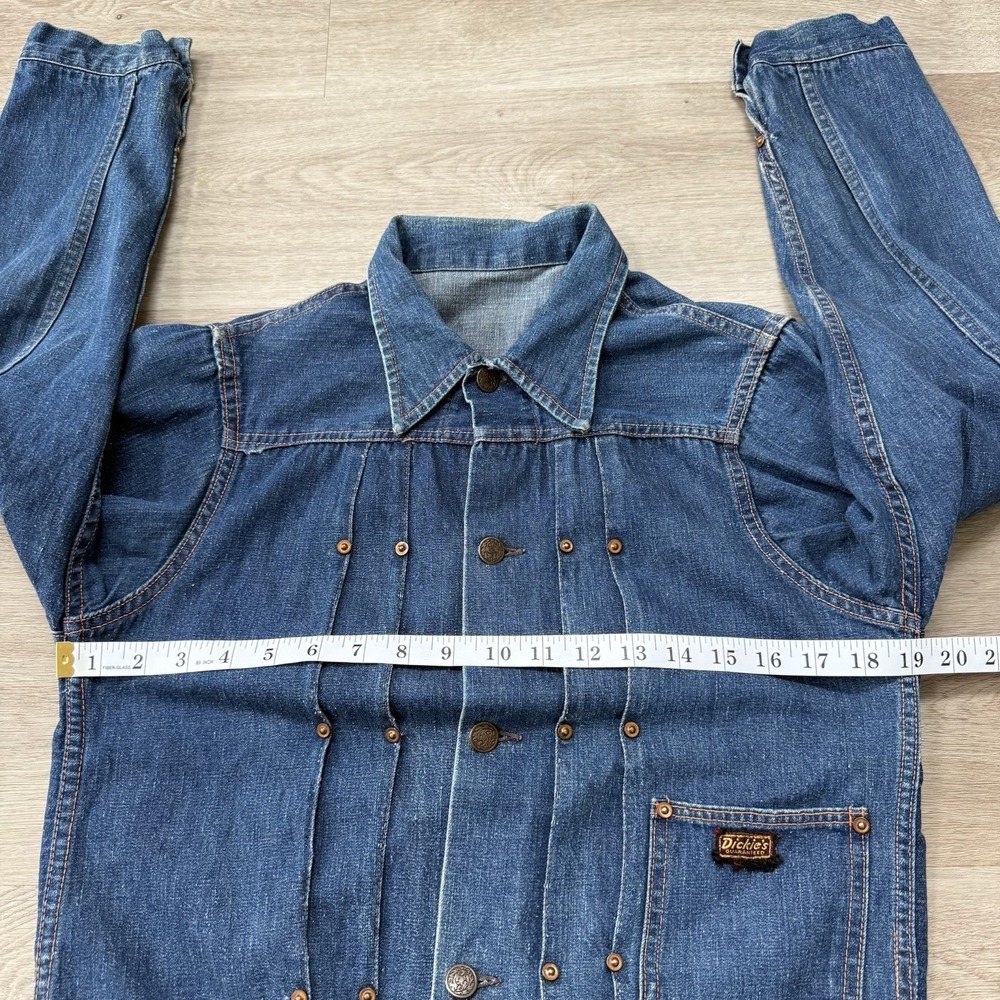 Vintage 1940s Dickies Type 1 Denim Jacket Buckle Back Cinch Selvedge Dark Sz 38 - Picture 8 of 9